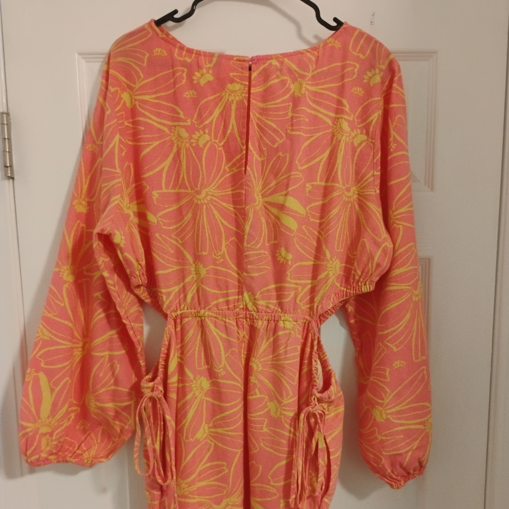Balloon Long Sleeve Mini A-Line Dress - Pink Floral XXL - Picture 2 of 11